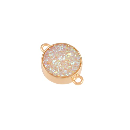 Gold &#x26; White Druzy Round Connector, 11mm by Bead Landing&#x2122;